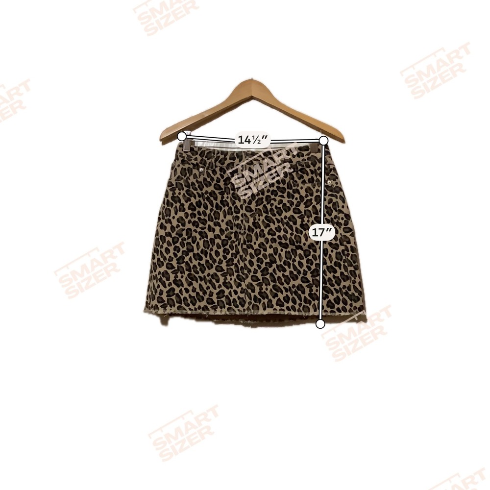 Entro Leopard Print‎ Denim Mini Skirt Tan Black Animal Raw Hem Style Size M - Picture 8 of 8
